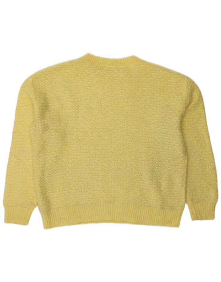Marks & Spencer Womens Crew Neck Jumper Sweater UK 14 Medium Yellow Acrylic