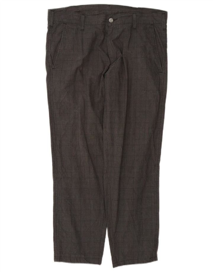 Carhartt Mens Straight Chino Trousers W33 L27 Grey Check Cotton