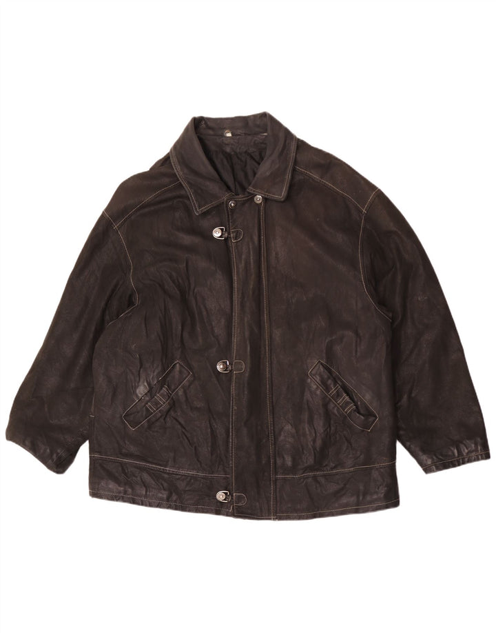 Vintage Mens Leather Jacket UK 44 2XL Black Leather