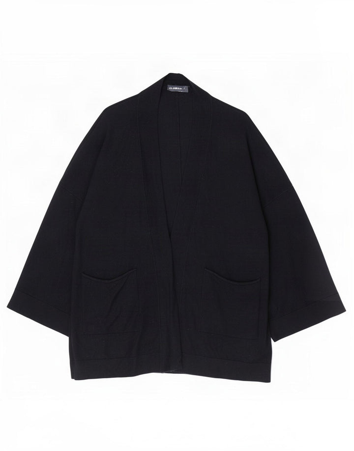 Zara Womens Oversized Longline Open Cardigan Sweater UK 10 Small Navy Blue