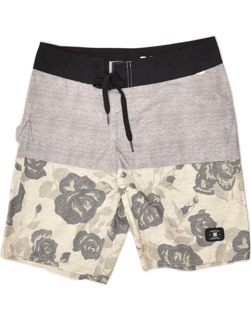 DC Boys Swimming Shorts 11-12 Years Grey Floral | Vintage DC | Thrift | Second-Hand DC | Used Clothing | Messina Hembry 