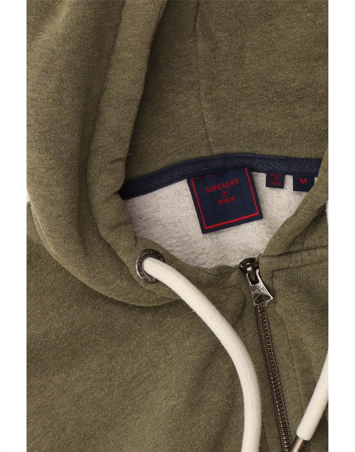 Superdry Womens Graphic Zip Hoodie Sweater UK 14 Medium Green