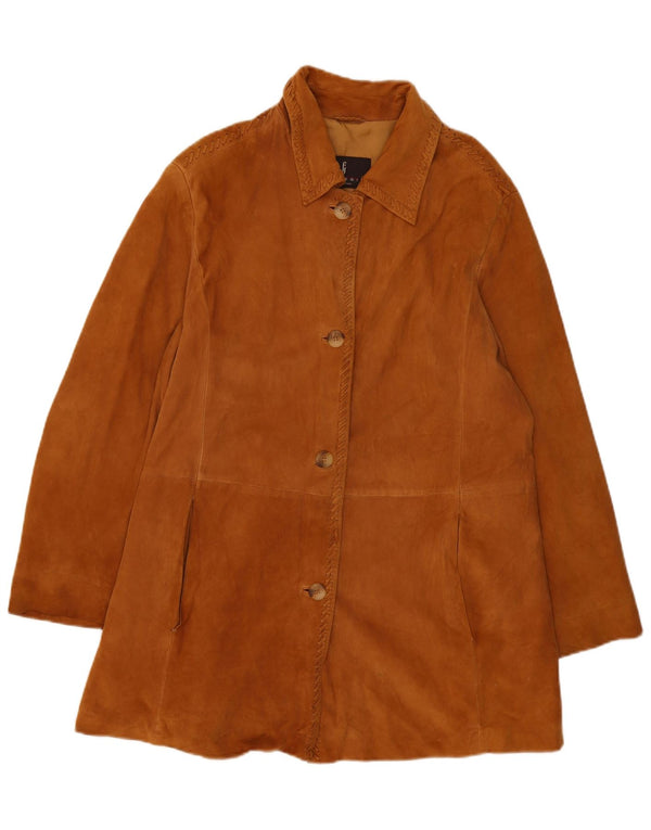 Effegi Womens Suede Jacket IT 47 Large Brown Leather