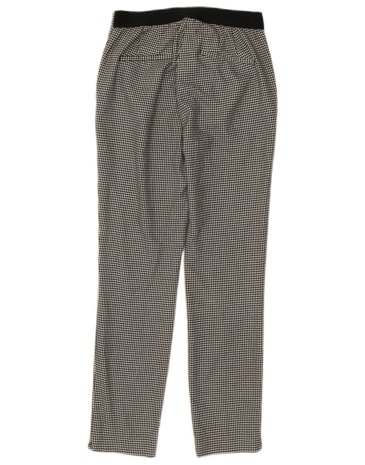 Zara Womens Slim Chino Trousers Small W26 L27 Black Houndstooth Polyester