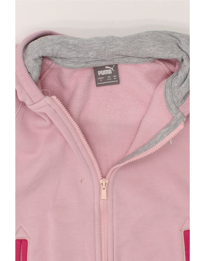 PUMA Girls Zip Hoodie Sweater 2-3 Years Pink Cotton Vintage Puma and Second-Hand Puma from Messina Hembry 
