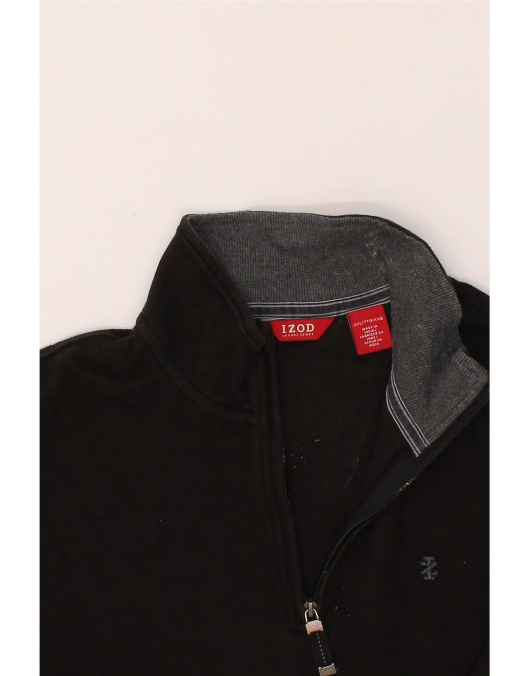 IZOD Mens Tall Zip Neck Sweatshirt Jumper 2XL Black Cotton Vintage Izod and Second-Hand Izod from Messina Hembry 