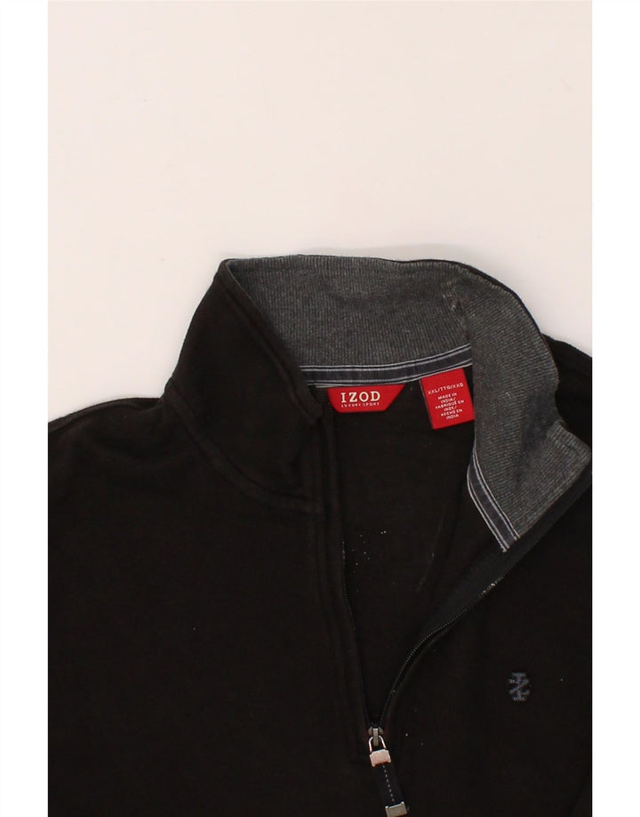 IZOD Mens Tall Zip Neck Sweatshirt Jumper 2XL Black Cotton Vintage Izod and Second-Hand Izod from Messina Hembry 