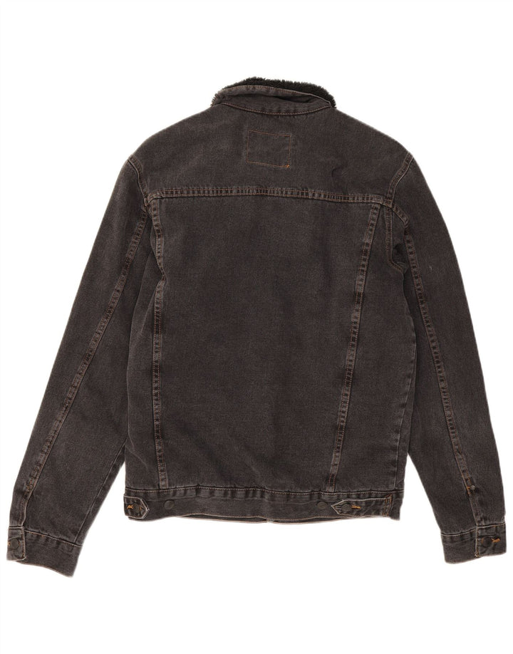 Zara Mens Sherpa Denim Jacket UK 38 Medium Grey