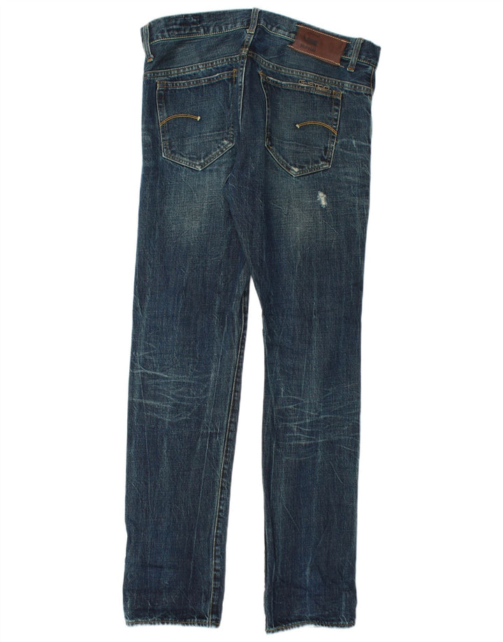 G-Star Mens Distressed Slim Jeans W33 L34 Blue Cotton