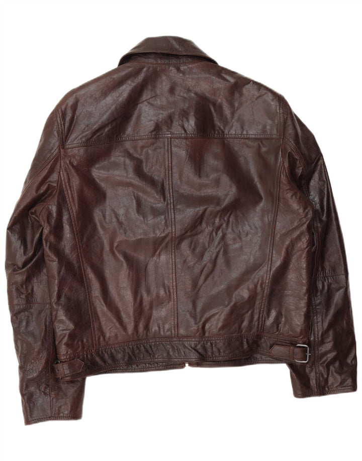 Vintage Mens Bomber Leather Jacket IT 54 2XL Brown Leather
