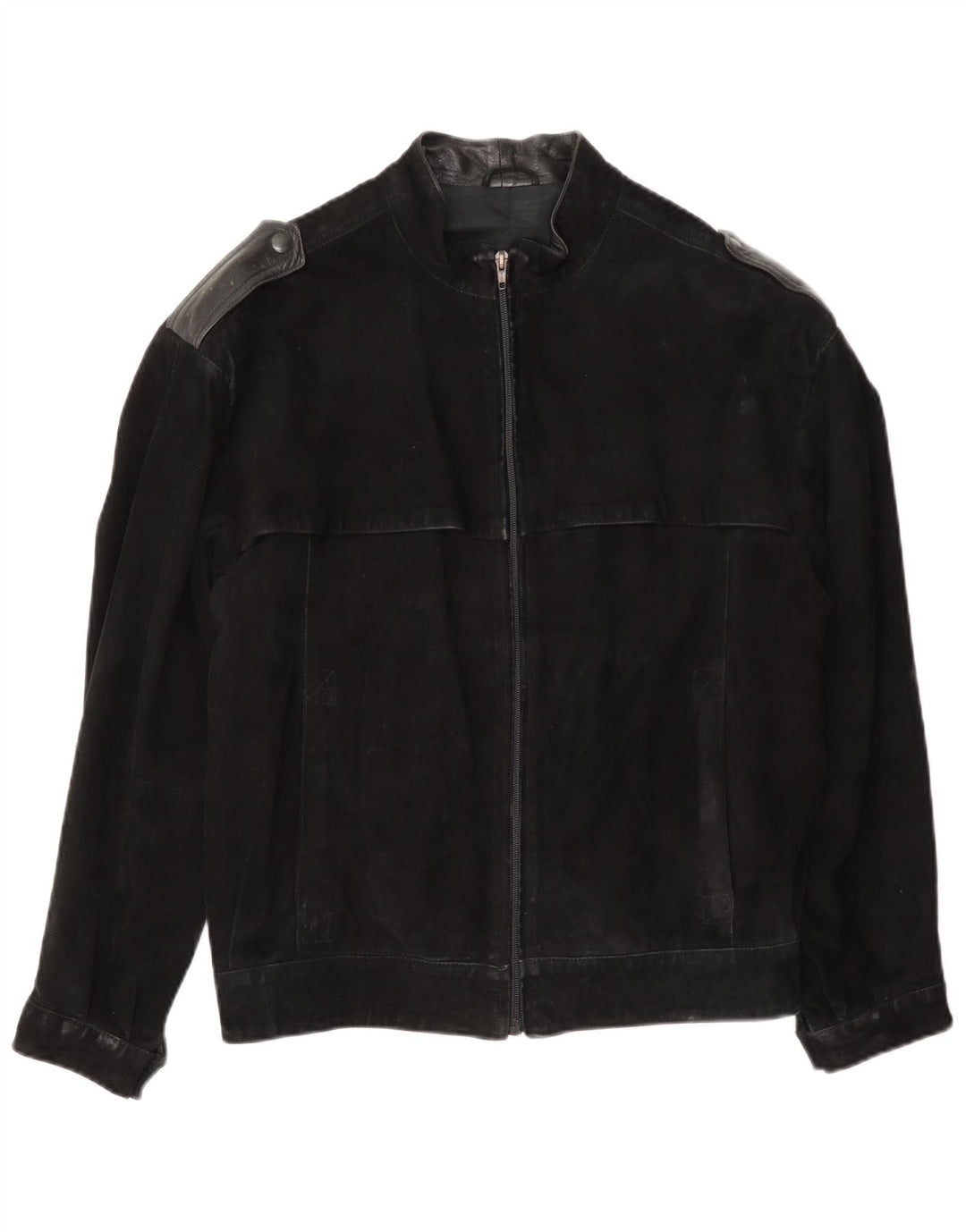 Vintage Mens Military Suede Bomber Jacket IT 46 Small Black