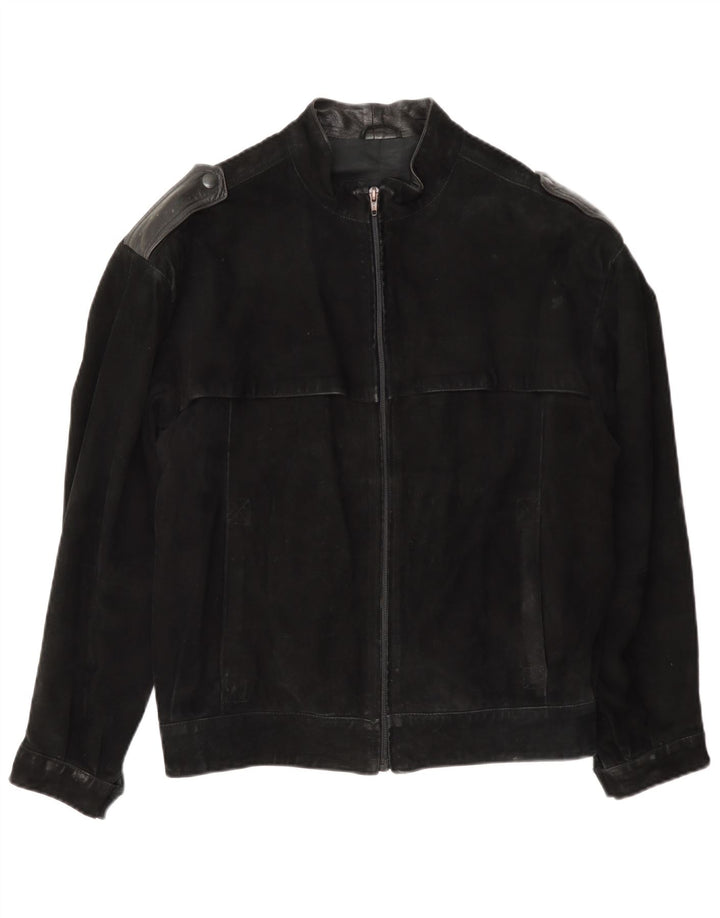 Vintage Mens Military Suede Bomber Jacket IT 46 Small Black