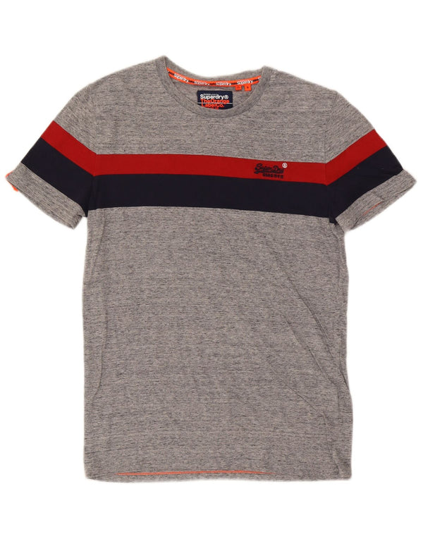 Superdry Mens T-Shirt Top Small Grey Colourblock Cotton