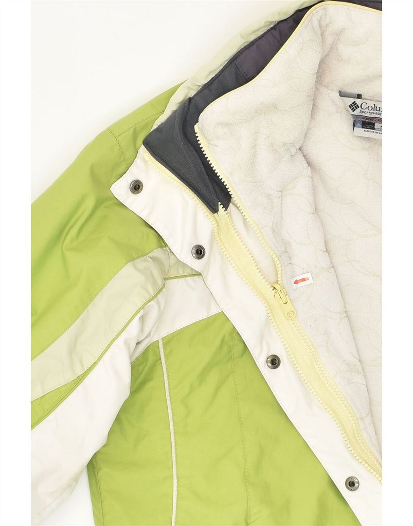 COLUMBIA Womens Hooded Windbreaker Jacket UK 16 Large Green Colourblock | Vintage Columbia | Thrift | Second-Hand Columbia | Used Clothing | Messina Hembry 