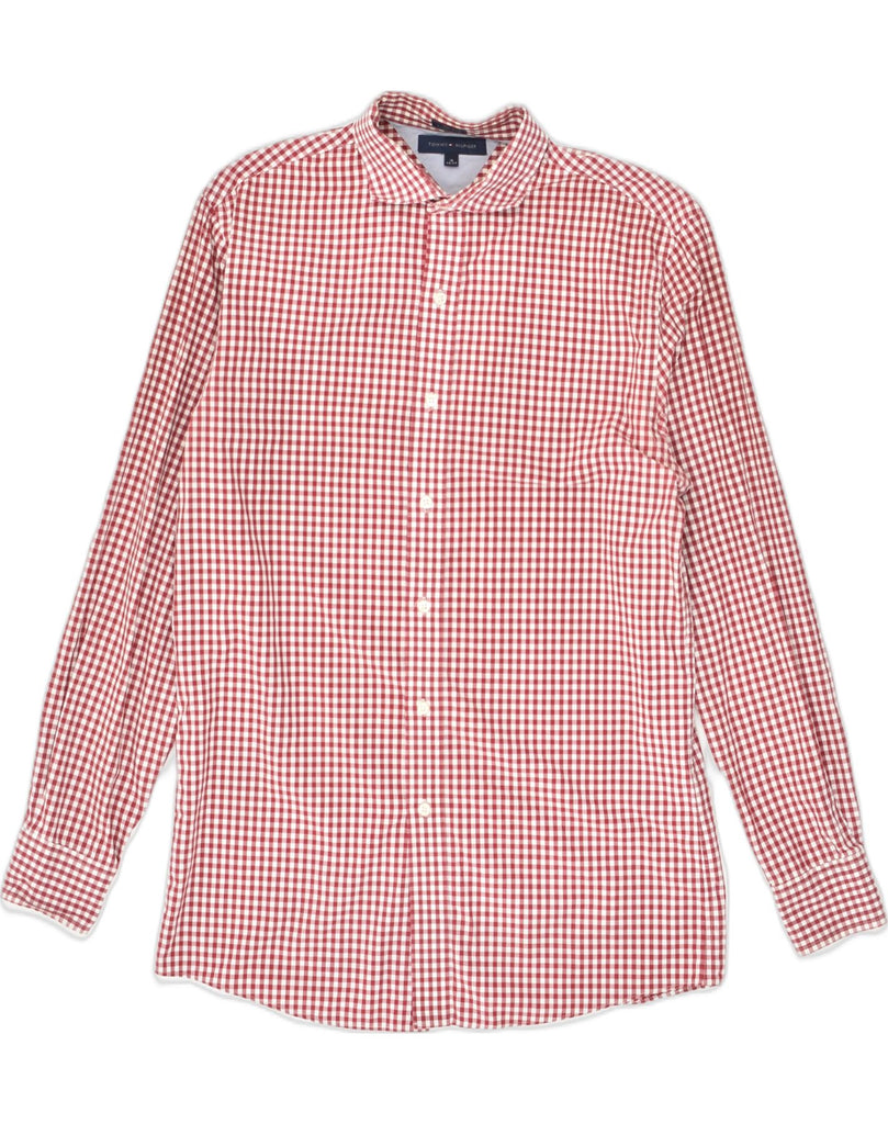 TOMMY HILFIGER Mens Slim Fit Shirt Size 15 Medium Red Gingham Cotton | Vintage Tommy Hilfiger | Thrift | Second-Hand Tommy Hilfiger | Used Clothing | Messina Hembry 