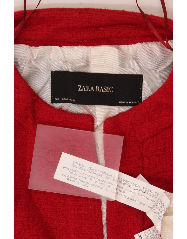 Zara Womens Blazer Jacket UK 16 Large Red Cotton