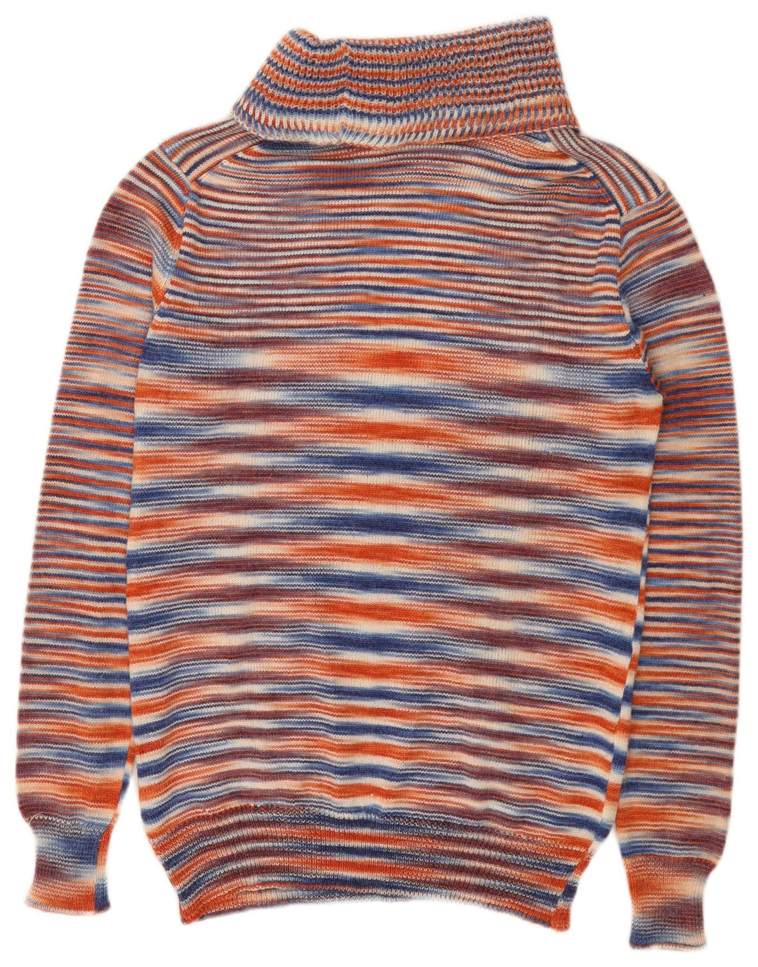 VINTAGE Womens Roll Neck Jumper Sweater UK 10 Small Multicoloured Striped