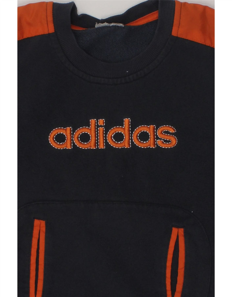 ADIDAS Boys Graphic Sweatshirt Jumper 4-5 Years Grey Colourblock | Vintage Adidas | Thrift | Second-Hand Adidas | Used Clothing | Messina Hembry 