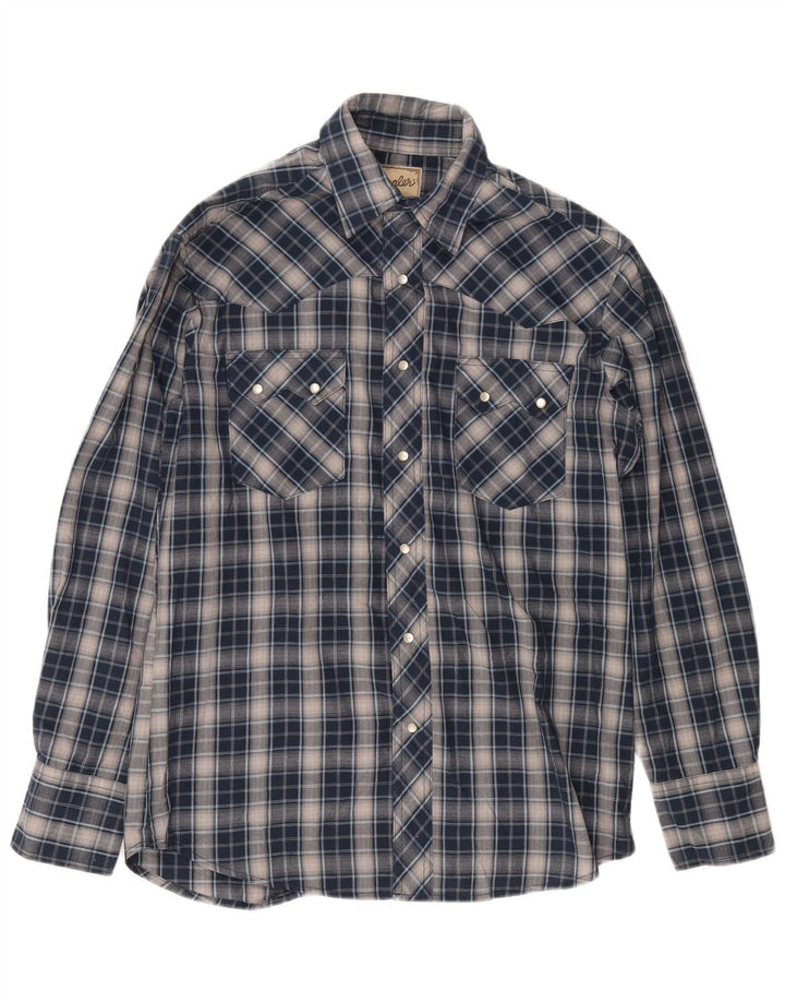 WRANGLER Mens Shirt Medium Navy Blue Check Cotton