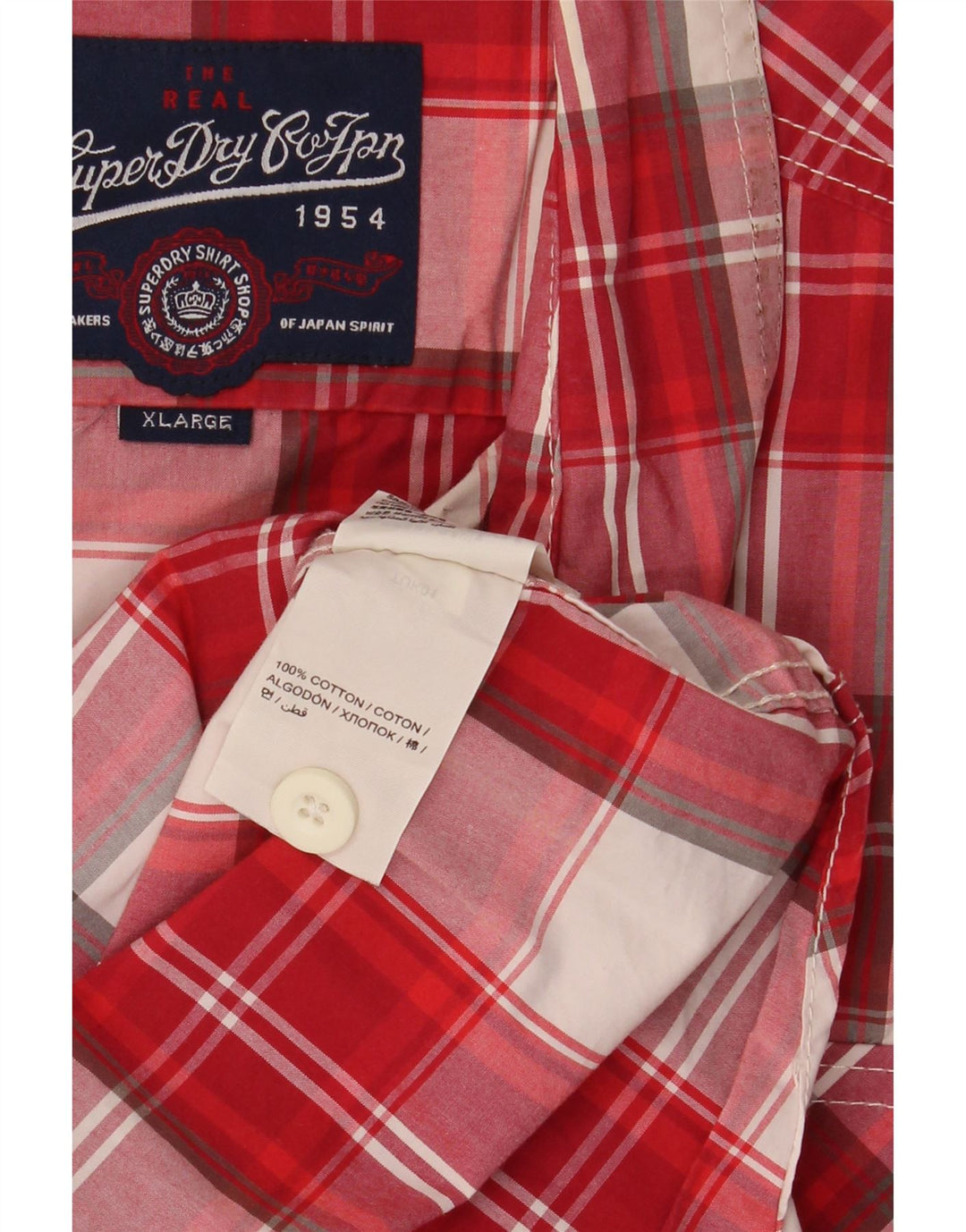 SUPERDRY Mens Short Sleeve Shirt XL Red Check Cotton