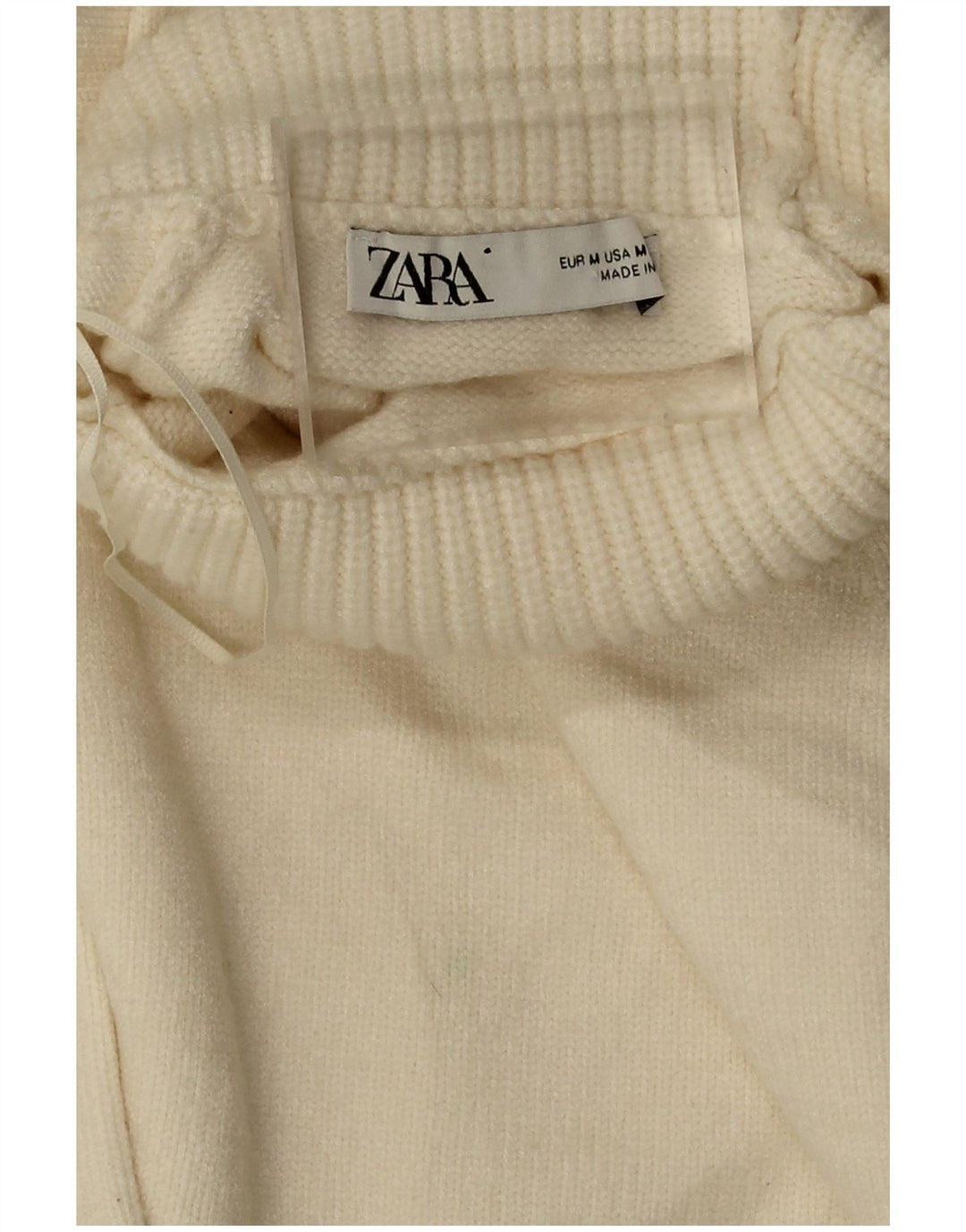 Zara Womens Crop Oversized Roll Neck Jumper Sweater UK 14 Medium Off White