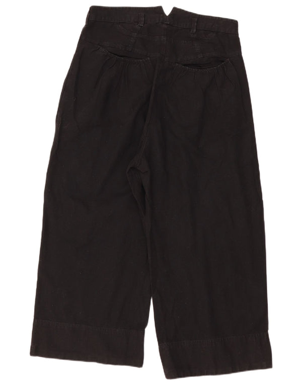 Vintage Womens High Waist Cropped Trousers US 8 Medium W30 L24 Black