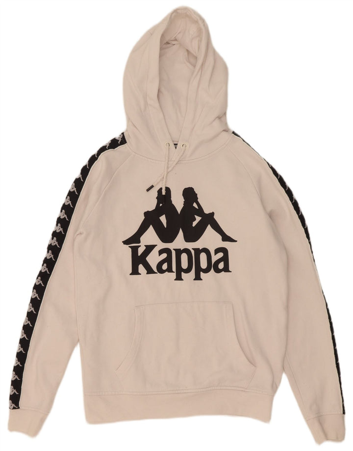 Kappa Mens Graphic Hoodie Jumper Small Off White Cotton
