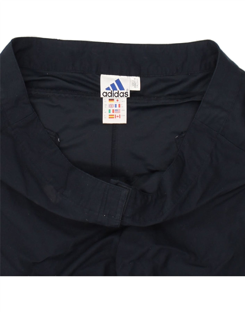 ADIDAS Womens Capri Casual Trousers UK 16 Large W34 L20 Navy Blue Cotton | Vintage Adidas | Thrift | Second-Hand Adidas | Used Clothing | Messina Hembry 