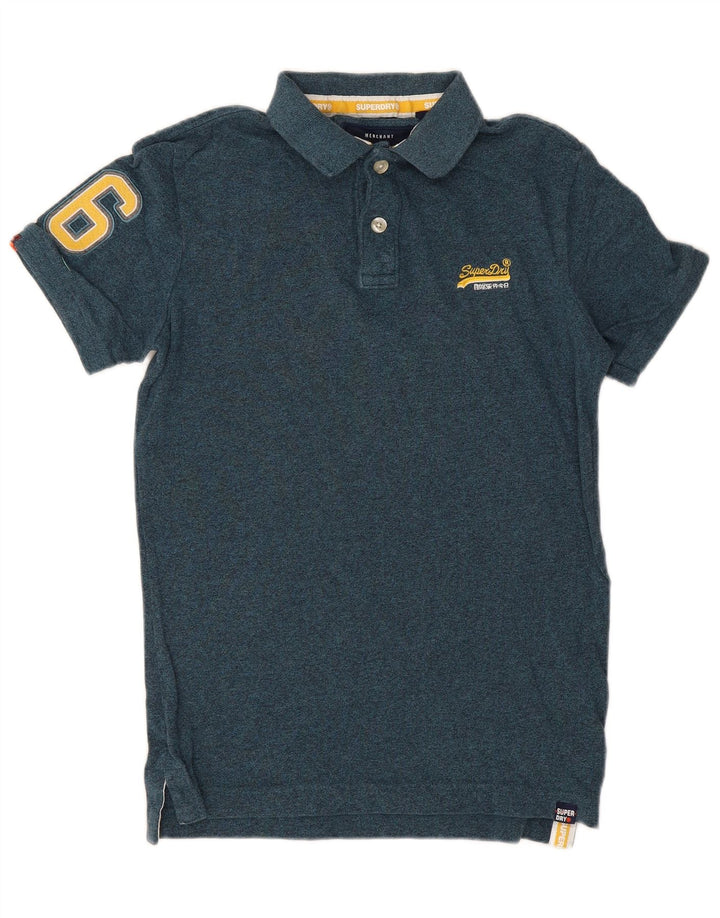 Superdry Mens Graphic Polo Shirt Small Blue Cotton