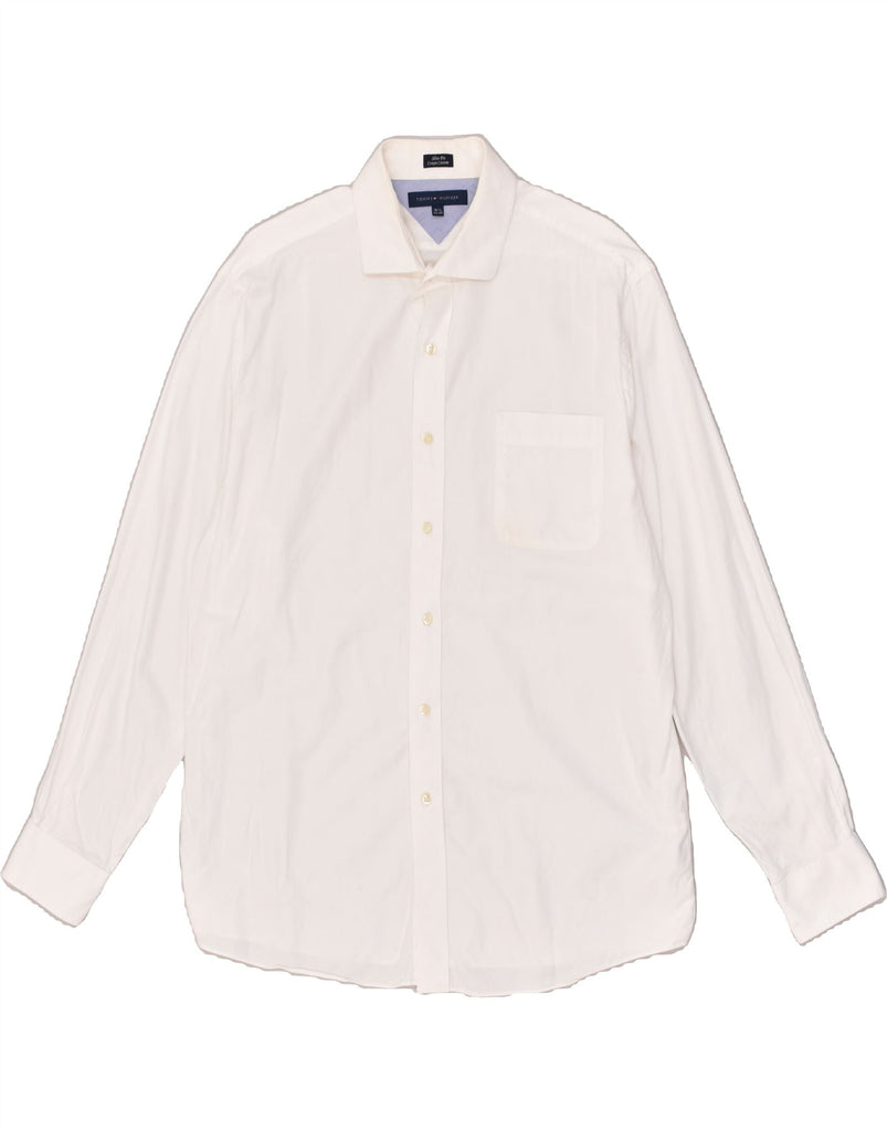 TOMMY HILFIGER Mens Slim Fit Shirt Size 16 1/2 Large White Cotton | Vintage Tommy Hilfiger | Thrift | Second-Hand Tommy Hilfiger | Used Clothing | Messina Hembry 