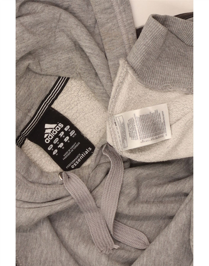 Adidas Mens Hoodie Jumper Medium Grey Flecked Cotton
