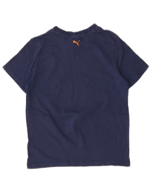 Puma Boys Graphic T-Shirt Top 11-12 Years Navy Blue Cotton