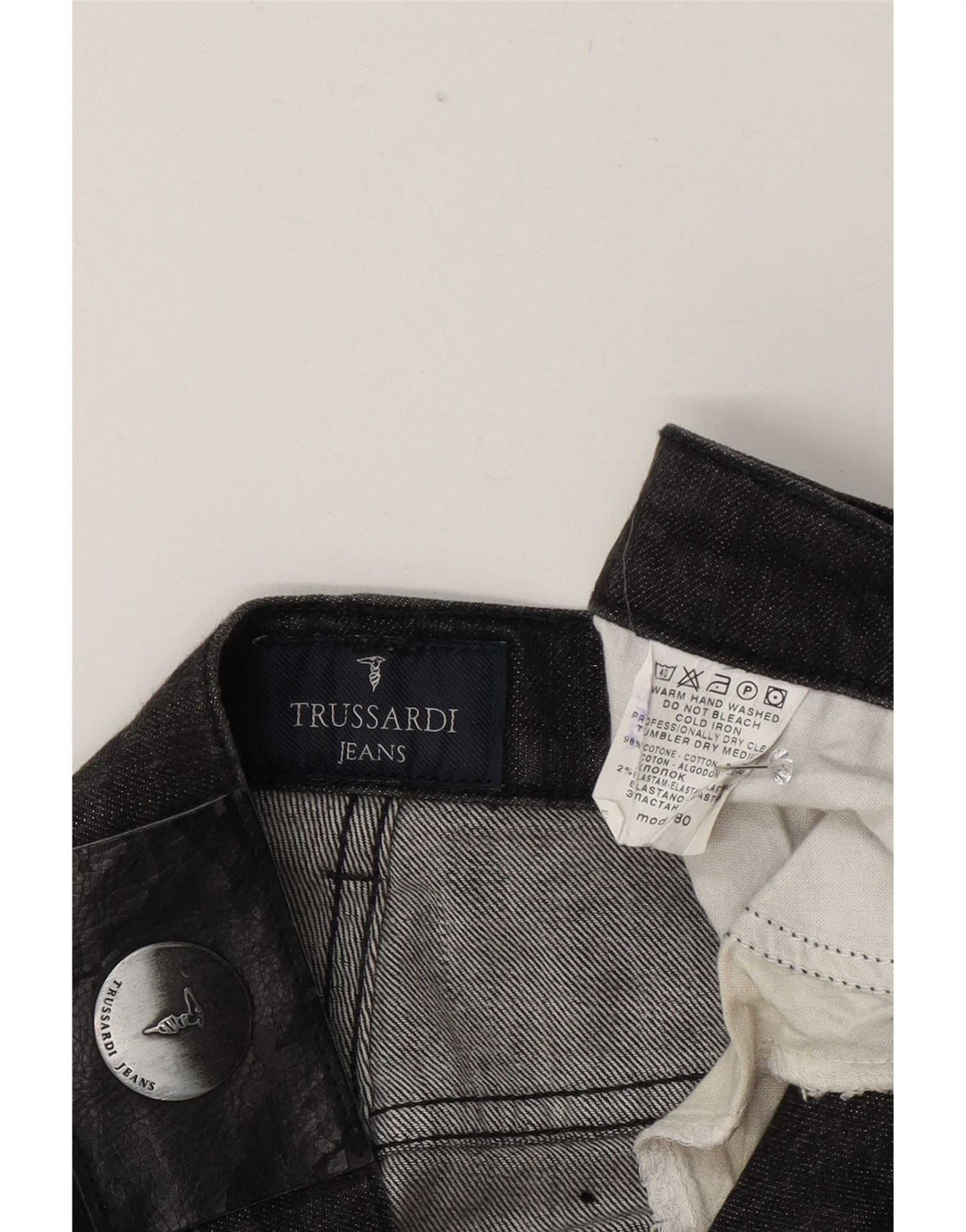 Trussardi Mens Straight Jeans W34 L33 Grey Cotton