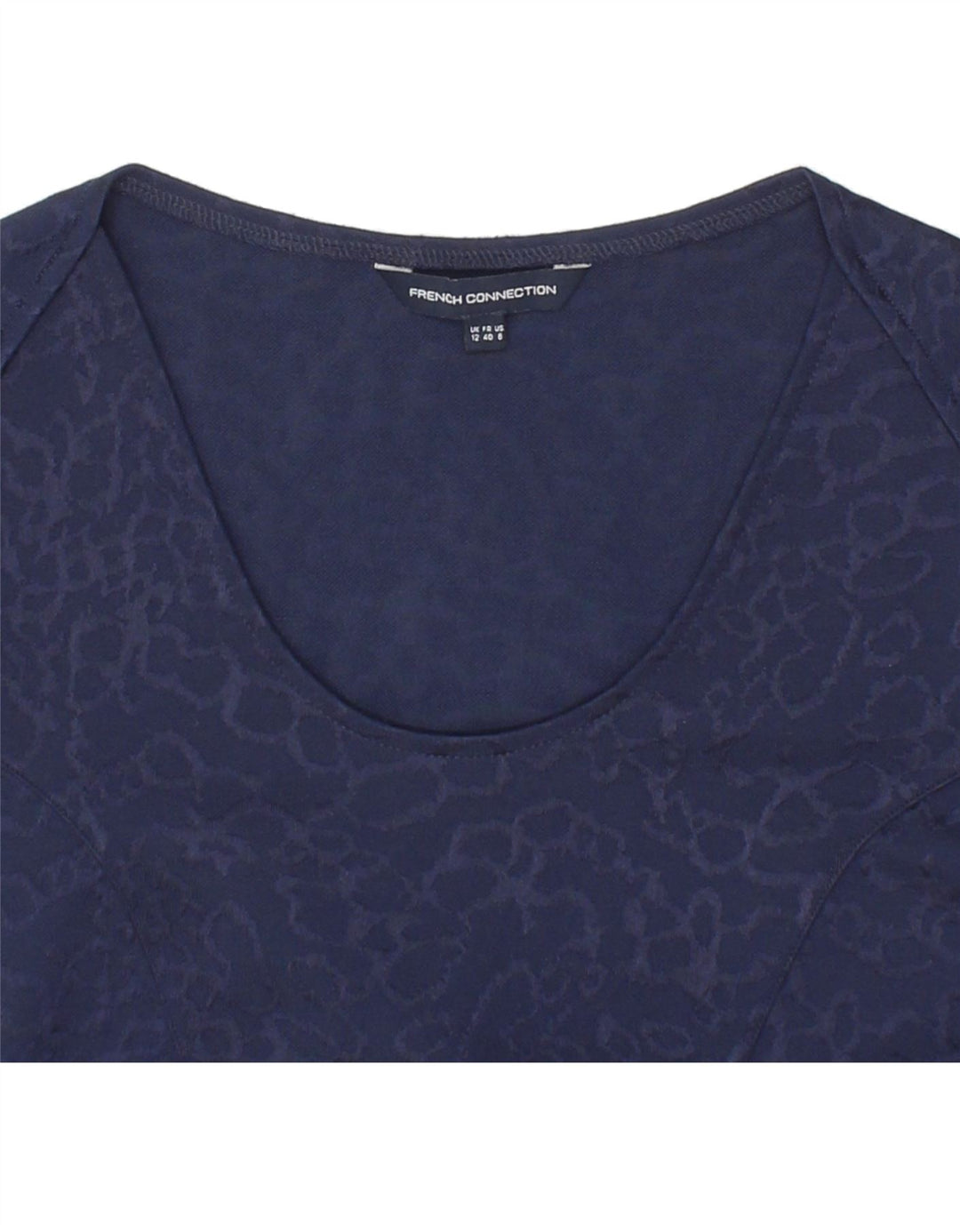 FRENCH CONNECTION Womens 3/4 Sleeve A-Line Dress UK 12 Medium Navy Blue Vintage French Connection and Second-Hand French Connection from Messina Hembry 