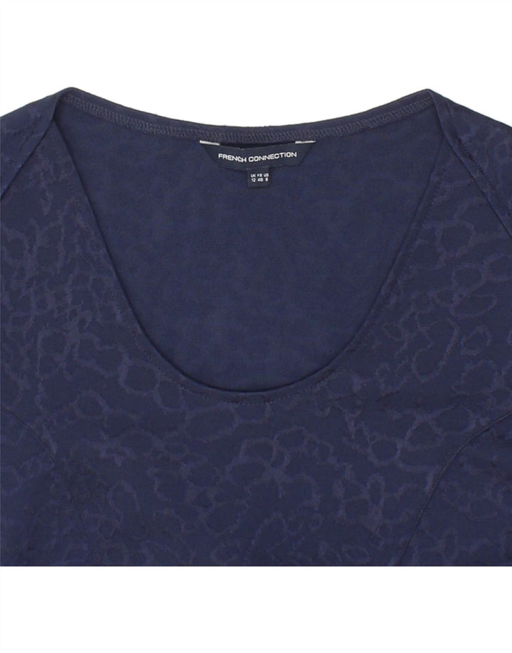 FRENCH CONNECTION Womens 3/4 Sleeve A-Line Dress UK 12 Medium Navy Blue Vintage French Connection and Second-Hand French Connection from Messina Hembry 