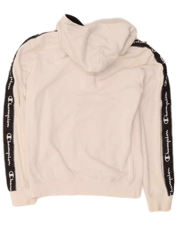 Champion Mens Graphic Zip Neck Hoodie Jumper Small White Colourblock Cotton