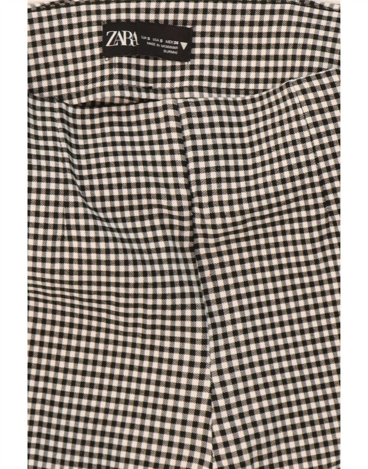 Zara Womens Leggings UK 8 Small Black Gingham Viscose