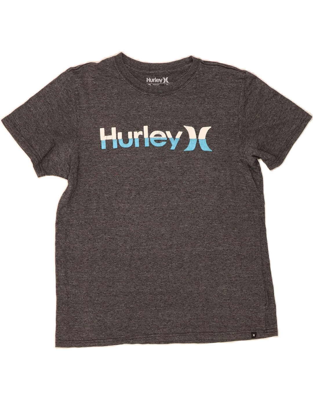 HURLEY Mens Premium Fit Graphic T-Shirt Top Large Grey Flecked Polyester Vintage Hurley and Second-Hand Hurley from Messina Hembry 
