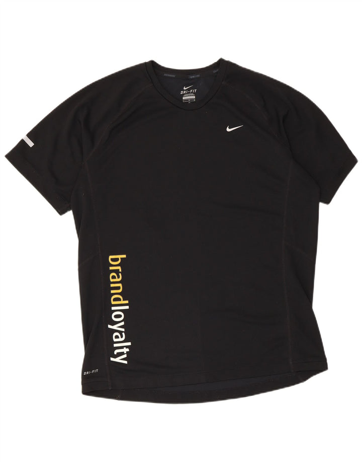 Nike Mens Dri Fit Graphic T-Shirt Top Large Black Polyester
