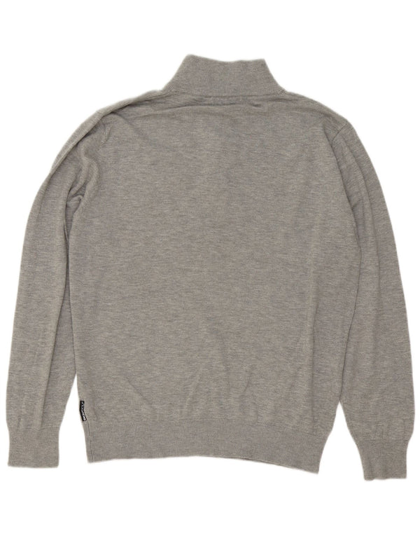 Dkny Mens Zip Neck Jumper Sweater Large Grey Flecked Cotton