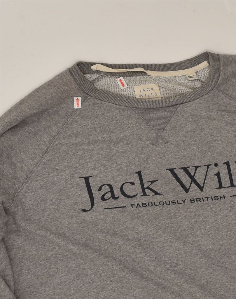 JACK WILLS Mens Graphic Sweatshirt Jumper Large Grey Cotton | Vintage Jack Wills | Thrift | Second-Hand Jack Wills | Used Clothing | Messina Hembry 