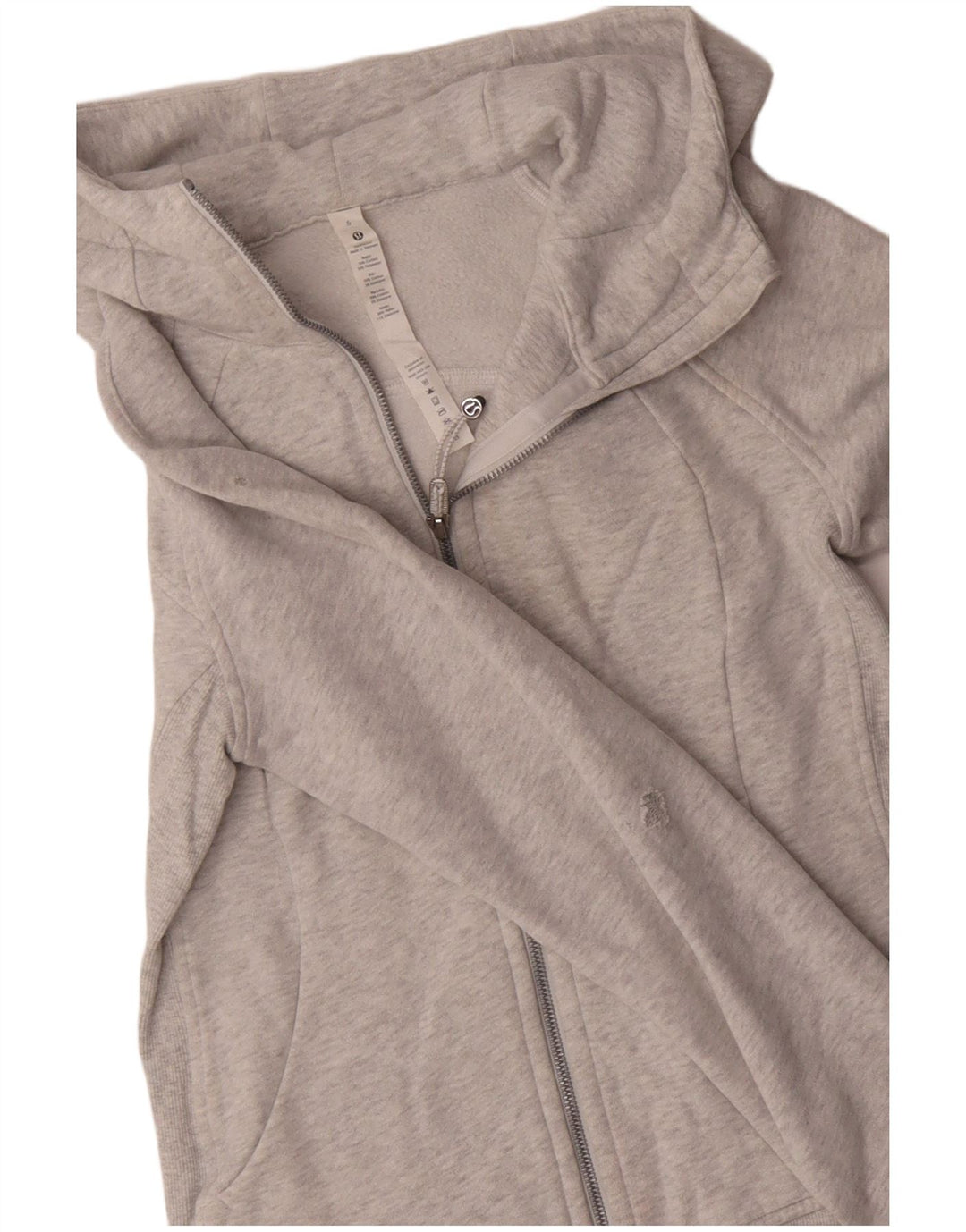LULULEMON Womens Zip Hoodie Sweater US 6 Medium Grey Cotton