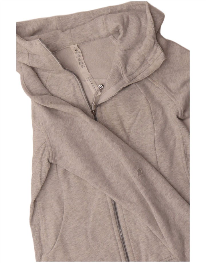 LULULEMON Womens Zip Hoodie Sweater US 6 Medium Grey Cotton