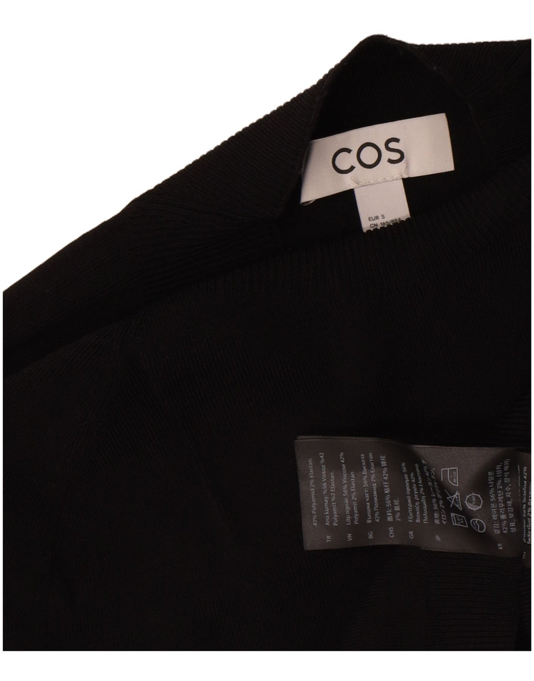 Cos Womens Crop Turtle Neck Jumper Sweater UK 10 Small Black Polyamide