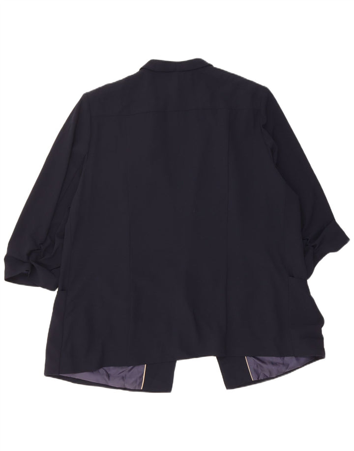 Marks & Spencer Womens 3/4 Sleeve Open Blazer Jacket UK 20 2XL Navy Blue