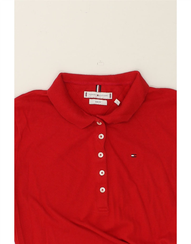 TOMMY HILFIGER Womens Slim Fit Polo Shirt UK 10 Small Red Cotton | Vintage Tommy Hilfiger | Thrift | Second-Hand Tommy Hilfiger | Used Clothing | Messina Hembry 