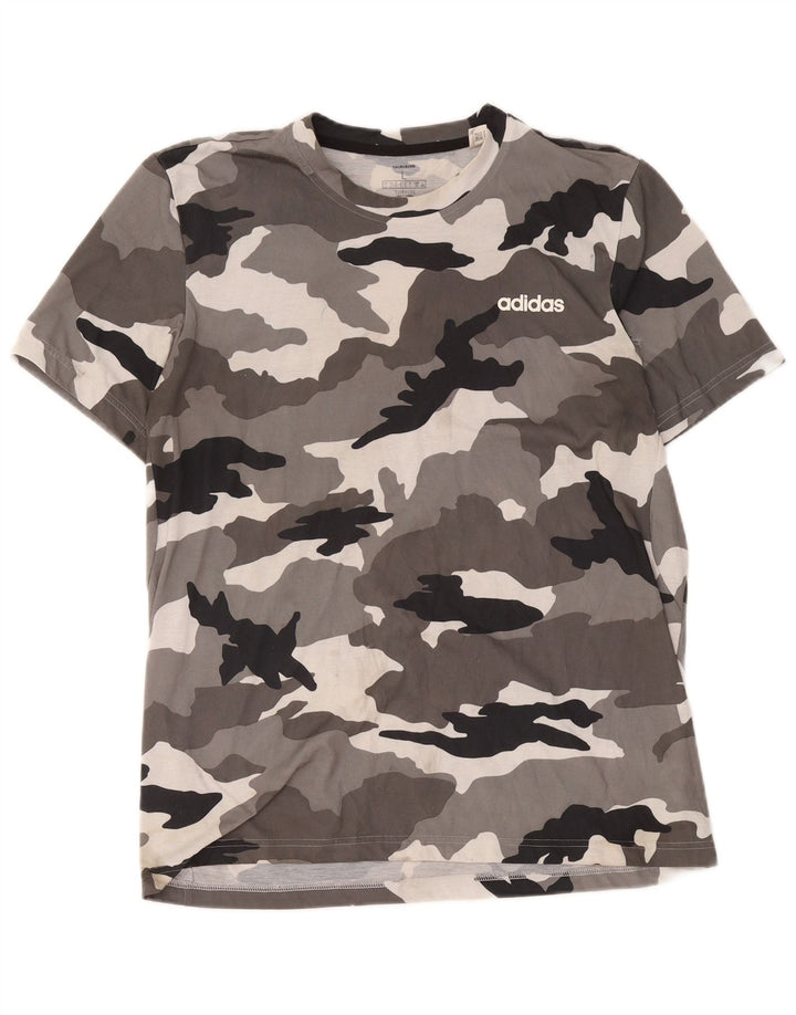 Adidas Mens Climalite T-Shirt Top Large Grey Camouflage Polyester