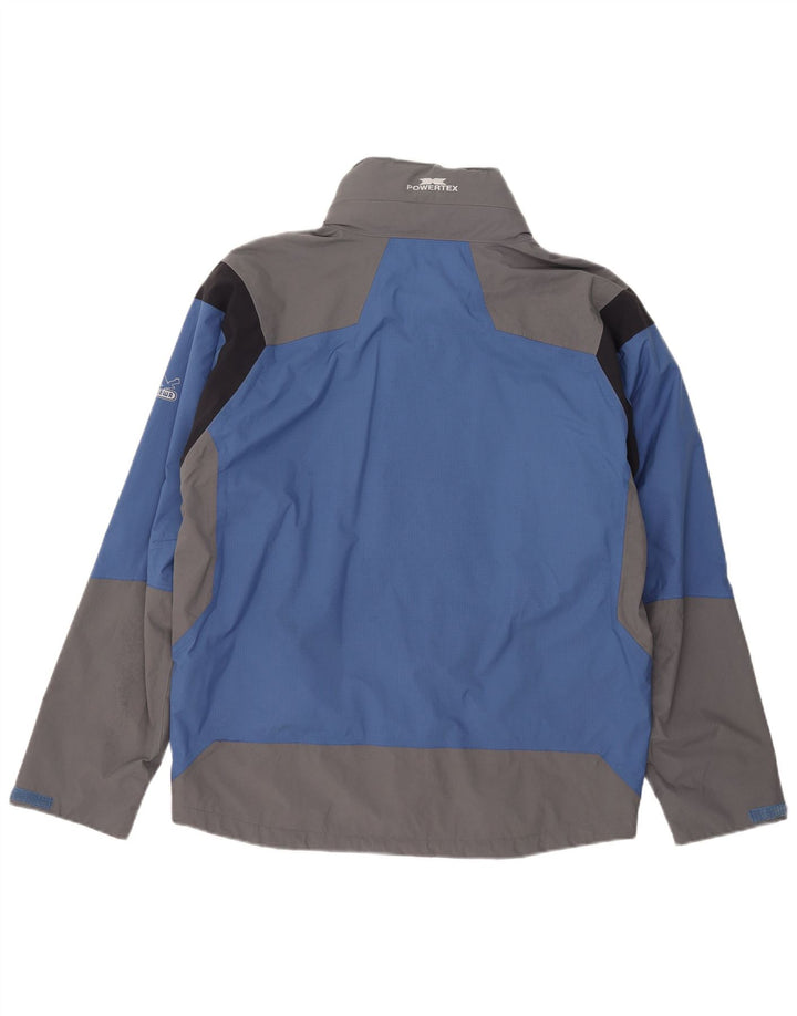 SALEWA Mens Hooded Rain Jacket EU 50 Large Blue Colourblock Polyamide