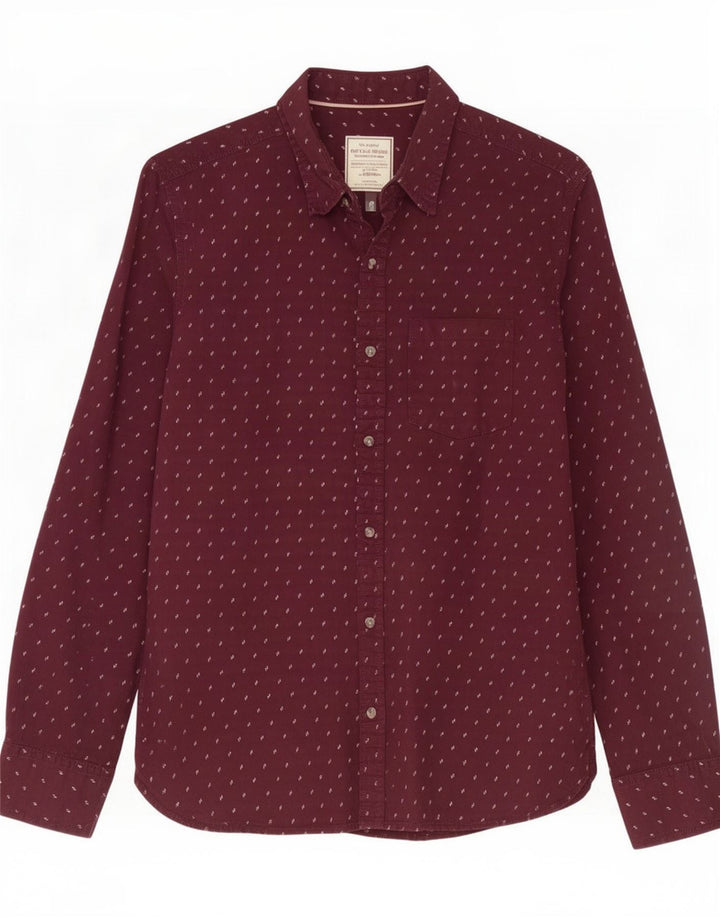 Fat Face Mens Shirt Medium Burgundy Spotted Cotton