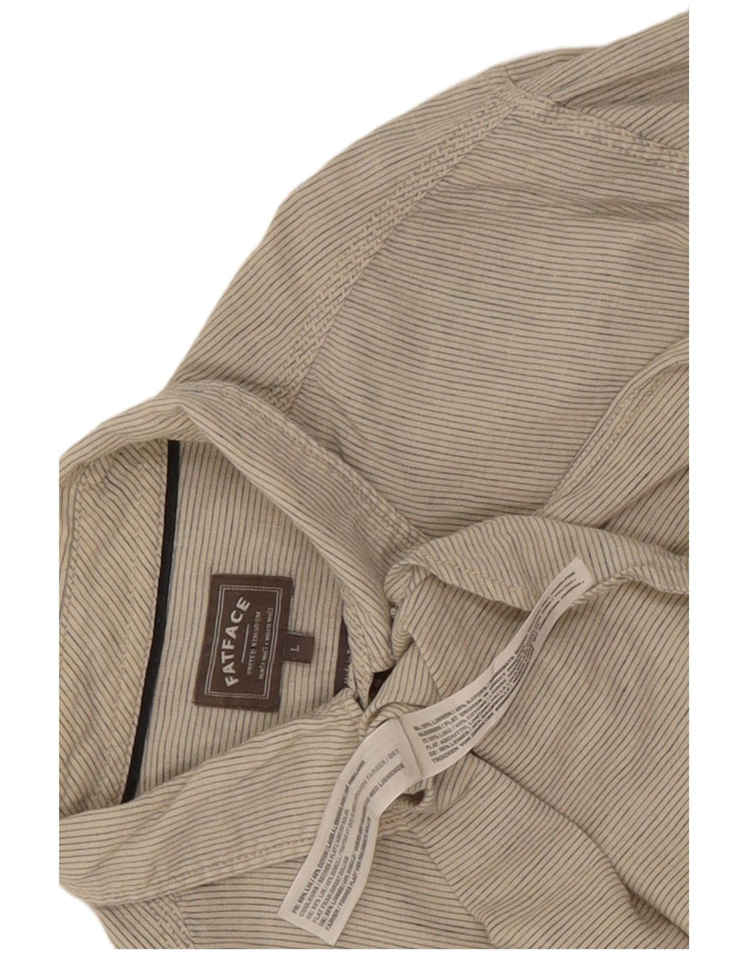 Fat Face Mens Shirt Large Beige Pinstripe Linen